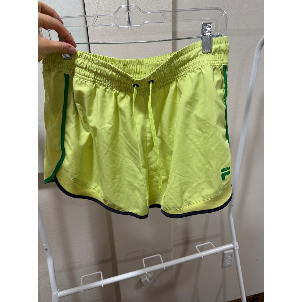 Athletic Neon Green Yellow Fila Gym Shorts Athleisure